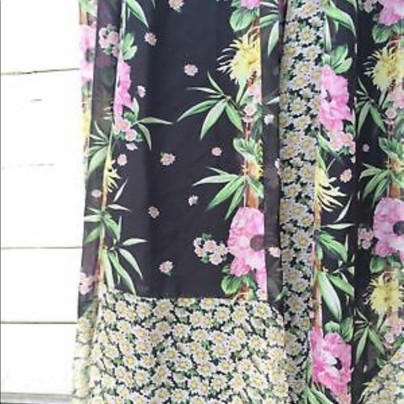 Multi Black Chiffon Floral Flowy Maxi Dress -Spring - Picture 5 of 10